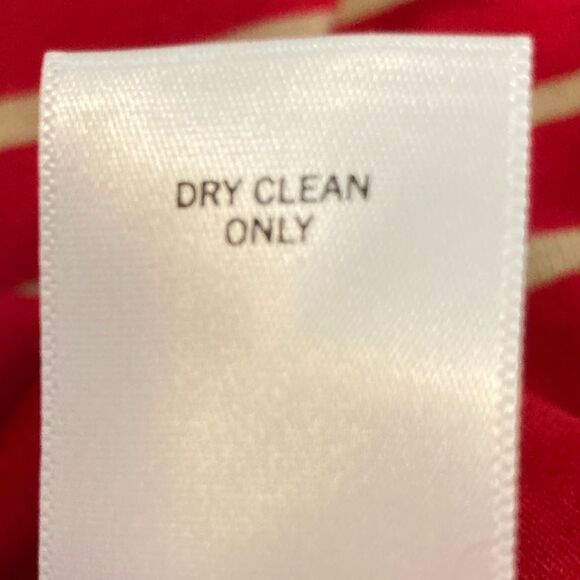 Banana Republic Dress Women's Large Red Tan Stripe Short Sleeve Knee Length - Picture 6 of 11